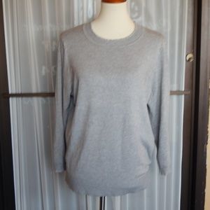 NWT Max Studio Heather Gray Ruffle Round Neck Swea